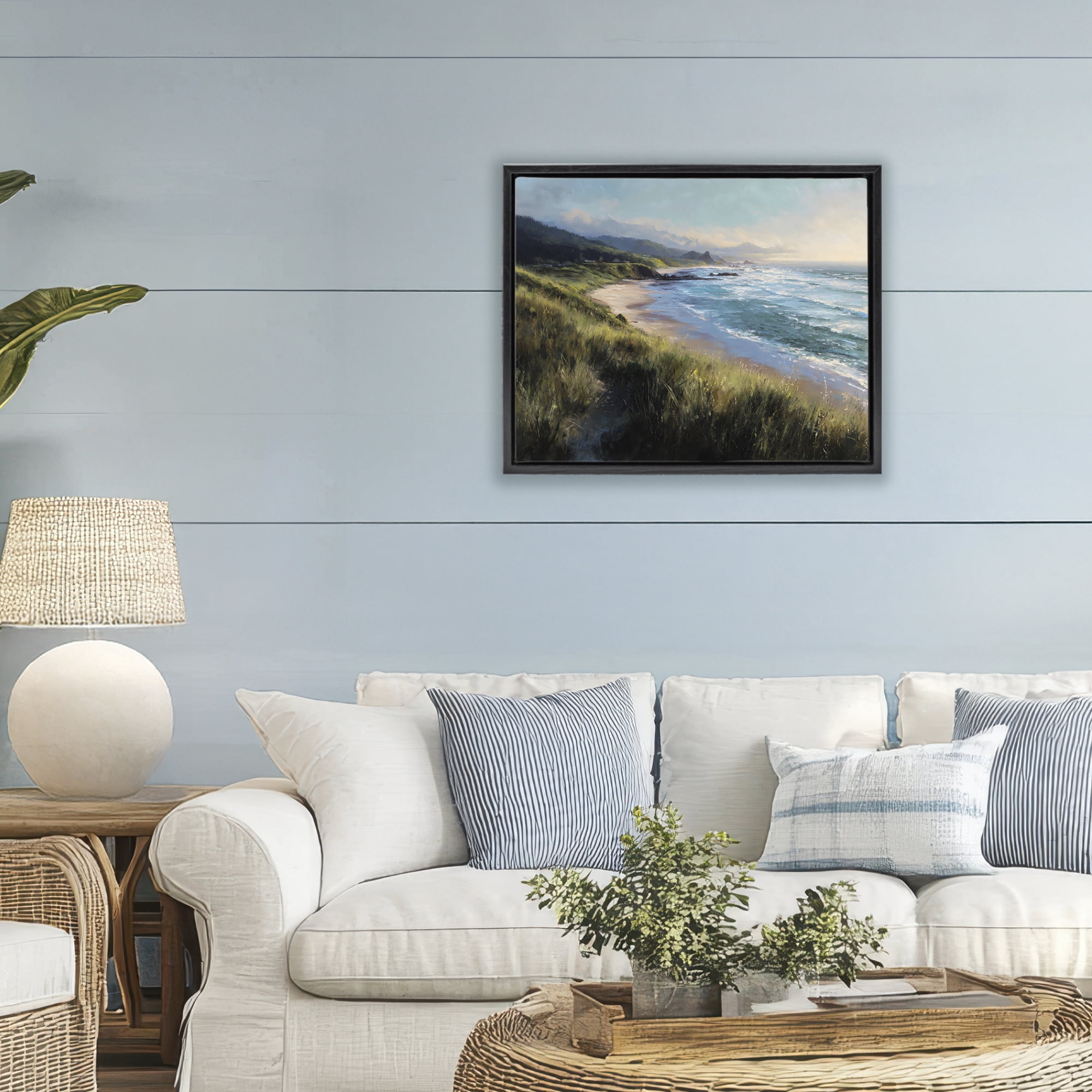 Stupell Industries Nature's Coast in Morning Light Black Framed Floater Canvas Wall Art, design by Franklyn Gregory
