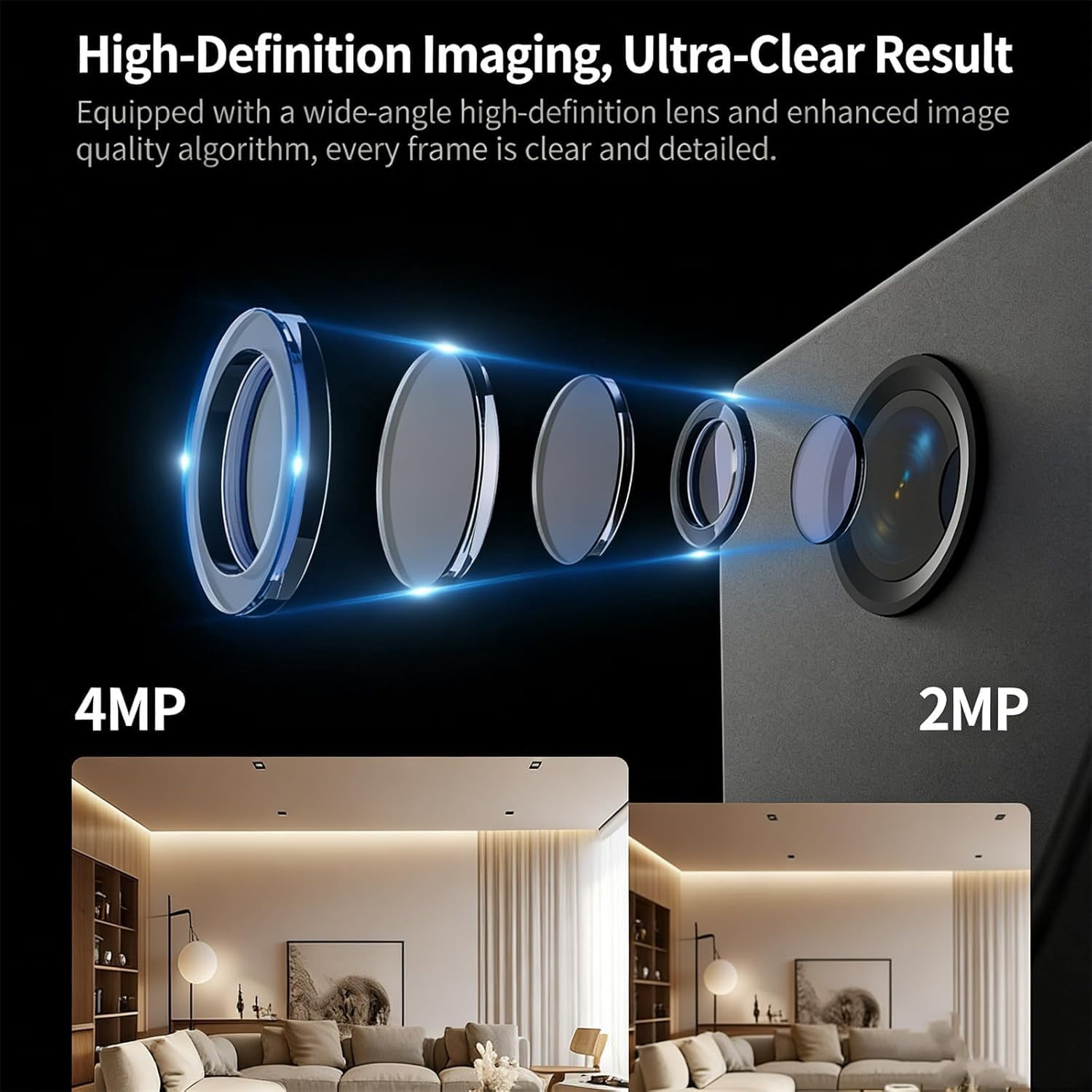 Ai Smart Security Camera - Wire-Free, 4k HD Remote Monitor with Night Vision & Motion Tracking, for Home, Office and Pet Monitoring