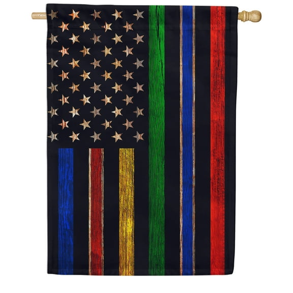 America Forever Thin Line House Flag 28 x 40 inch Double Sided Support Paramedic Correctional Officer Military Police Fire Fighters EMS No One Fights Alone Flag, Made in the USA