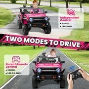 Joyracer 24V Ride on Toys Truck 4WD/2WD Switchable with Remote Control & 2 XL Seater, 800W Powered Ride on Car with Spring Suspension, 3 Speeds, Bluetooth Music Gift for Big Kids, Pink