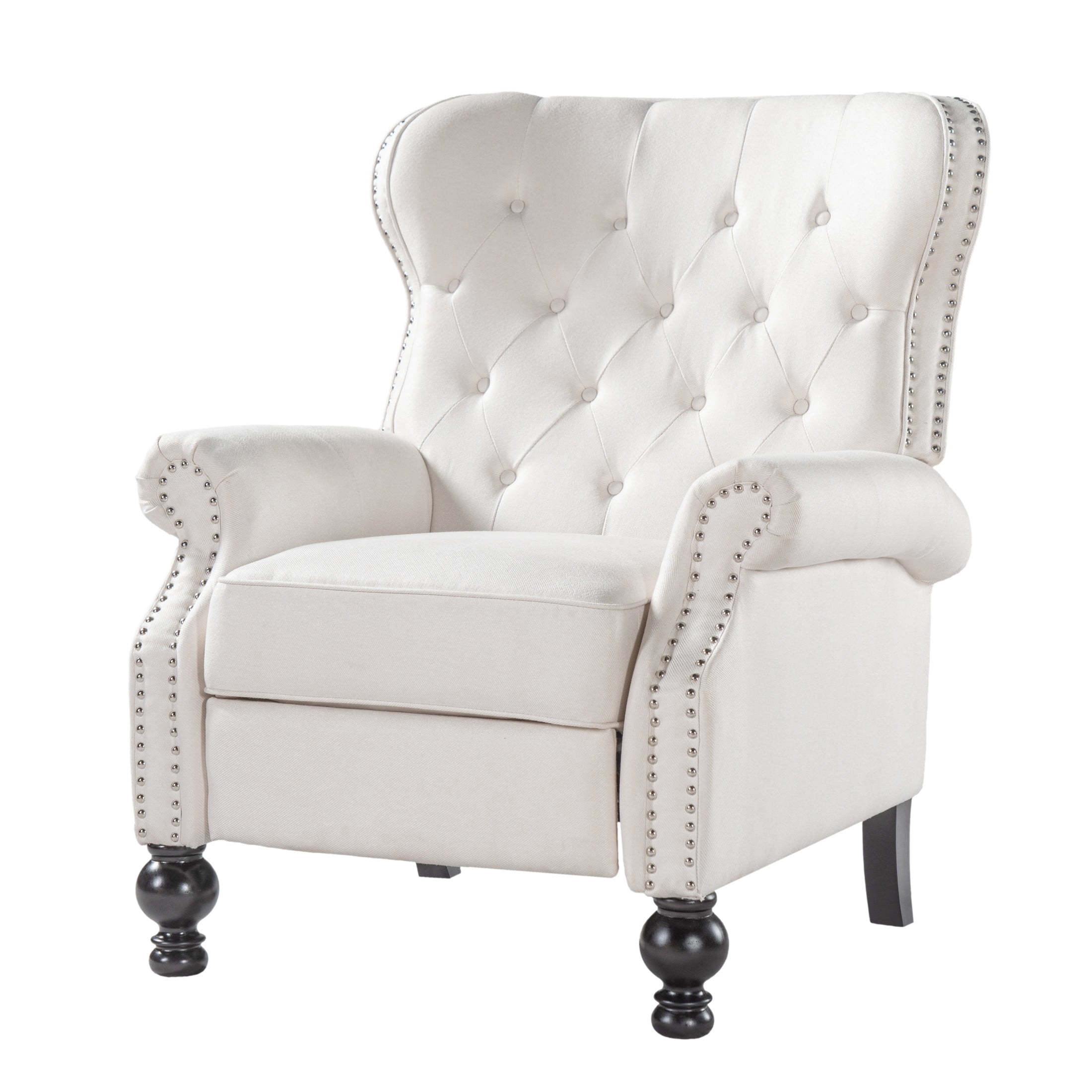 Christopher Knight Home Modern Manual Push Back Recliner with Rolled Arms, Nailhead Trim, Beige