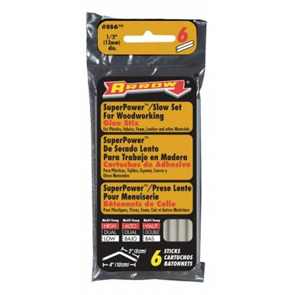 Arrow Fastener Co. SS6 12 Count Slow Set Glue Sticks