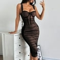 thumbnail image 2 of Women's Sexy Spaghetti Strap Bodycon Midi Dress Backless Mesh Sexy Sleeveless Cocktail Long Formal Dresses Party S-L, 2 of 3