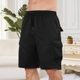 thumbnail image 7 of BVOFAR Mens Cargo Shorts Lightweight Twill Knee Length Bermuda Elastic Waist Hiking Running Shorts for Men Black L, 7 of 7