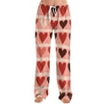 thumbnail image 2 of Women's Drawstring Valentine's Day Printed Casual Pants, Elastic Waist Lounge Pants for Women, Holiday Themed Sleepwear Pajama Pants, Comfortable Fit,Red,2XL, 2 of 7