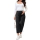 thumbnail image 2 of Pantalones de maternidad de algodón para mujer INSPIRE CHIC, con pliegues sobre la barriga, rectos, con cintura elástica y bolsillo, para el embarazo, talla 2XL, color negro, 2 of 6