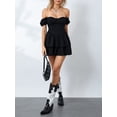 thumbnail image 5 of Womenacute;s Summer Tube Dress Solid Color Short Sleeve Strapless A-Line Cake Dress for Party, 5 of 10