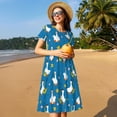 thumbnail image 4 of Balery Cartoon Goose Vestidos sueltos de manga corta para mujer, vestidos de verano 2025, vestidos casuales de corte A con vuelo., 4 of 6