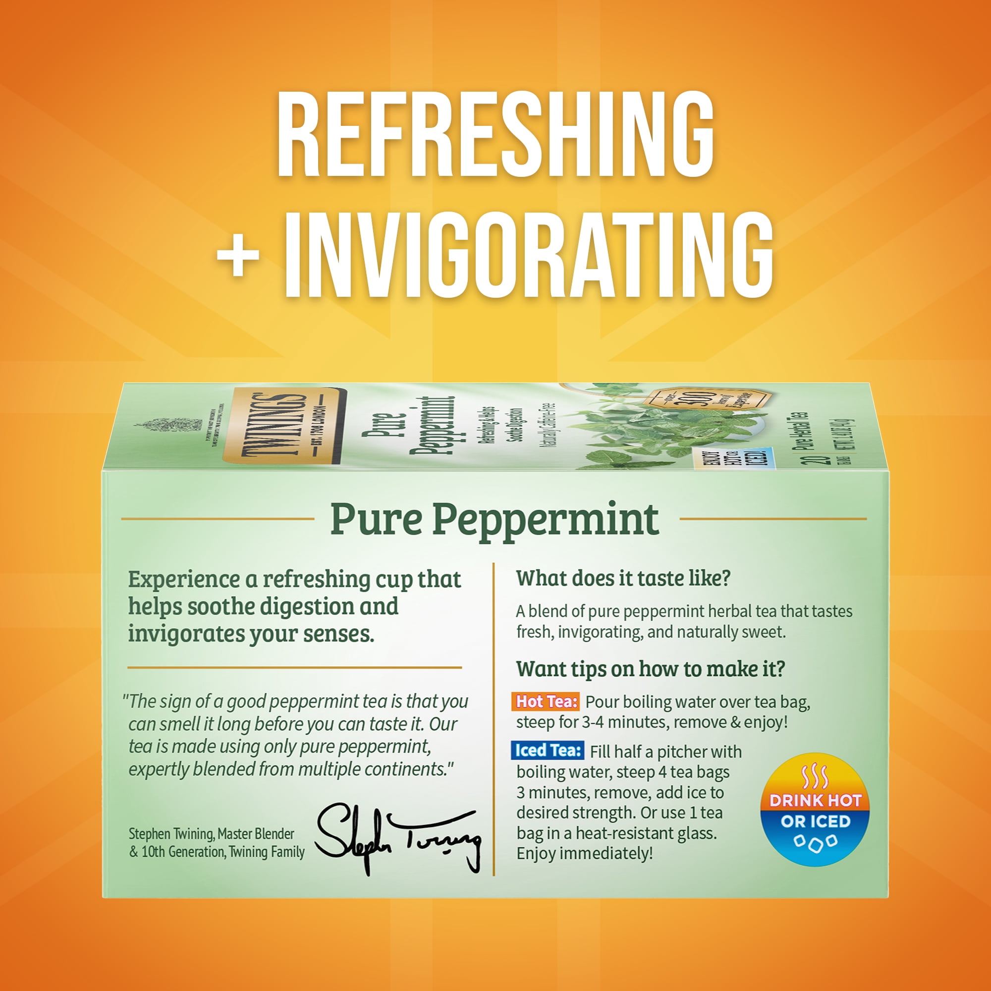 (4 pack) Twinings of London Pure Peppermint Herbal Tea Bags , 20 Ct., 1.41 oz.