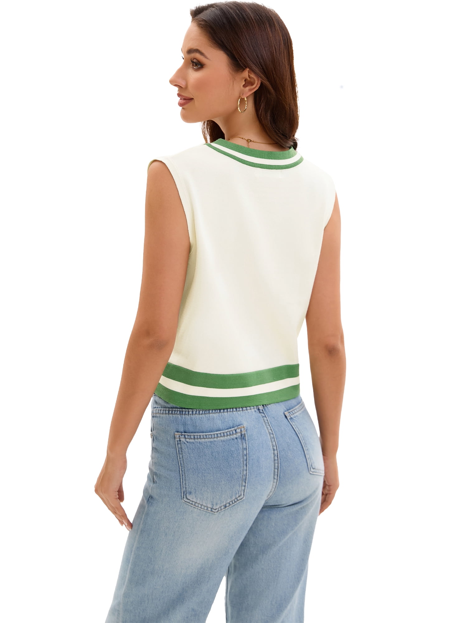 DARING DIVA Women's Cropped Sweater Vest Summer Tank Tops S Apricot Green