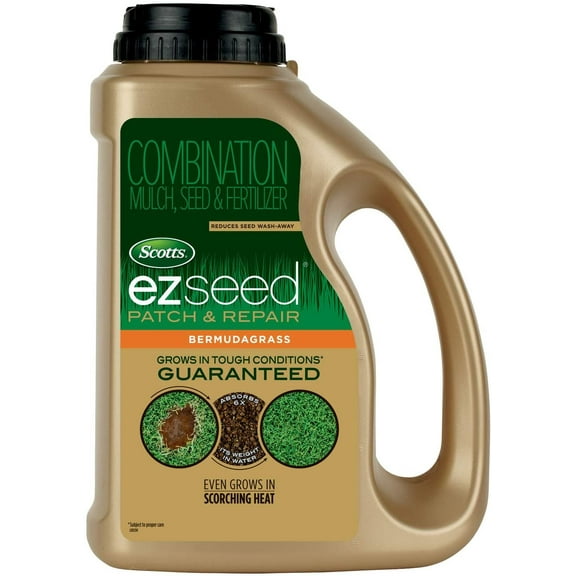 Scotts EZ Seed Bermudagrass - 3.75 lb., Combination Mulch, Seed and Fertilizer, For Tough Conditions Like Scorching Heat and Dry Areas, Grows on Slopes and in High Traffic Areas