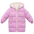 thumbnail image 2 of LFEOOST Kids Girls Coats Hooded Puffer Jacket Winter Warm Parka Overcoat for 5-13 Years Purple 7-8 Years, 2 of 7