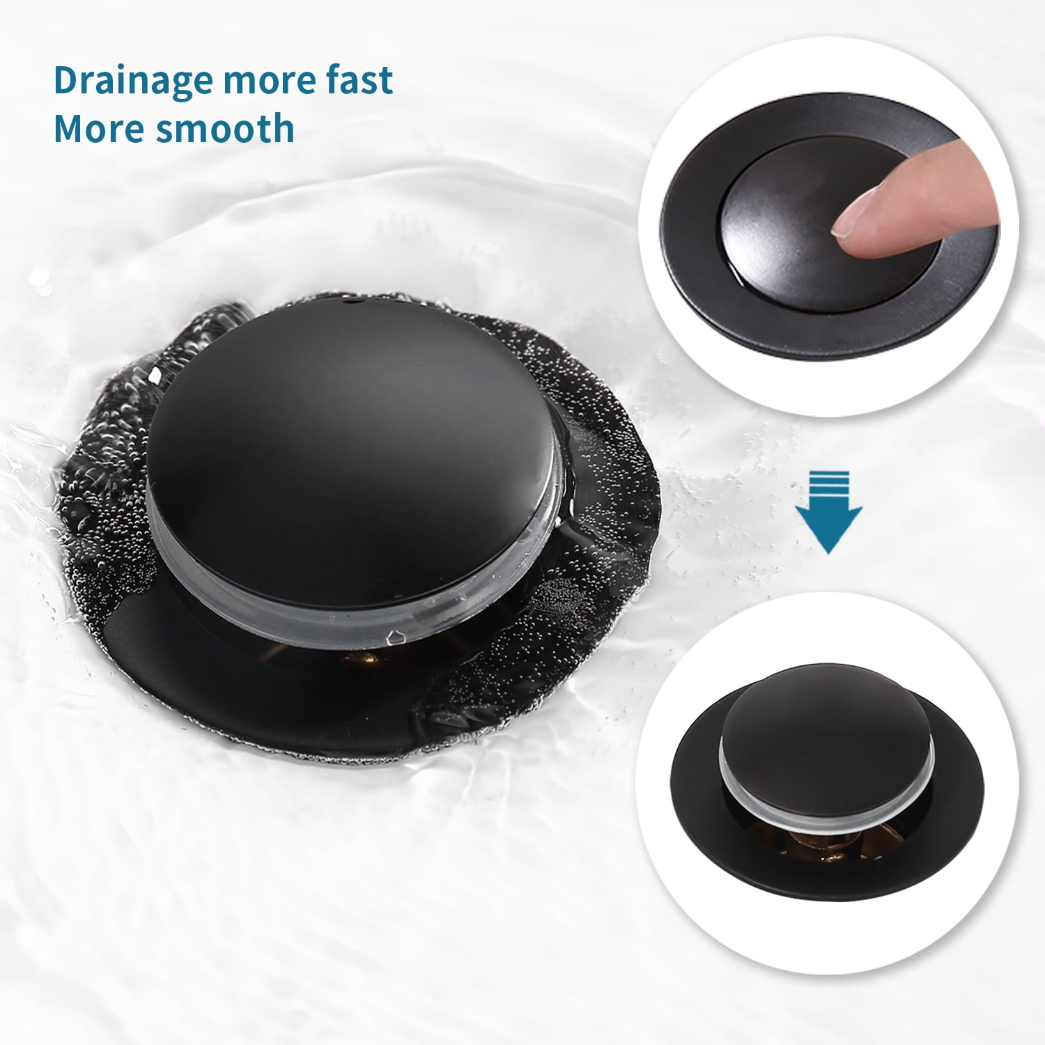 Pop-Up Drain Stainless Steel With Overflow Anti-Clogging for Vessel Sink Lavatory Vanity Sink Drain with Strainer Basket, Matte Black