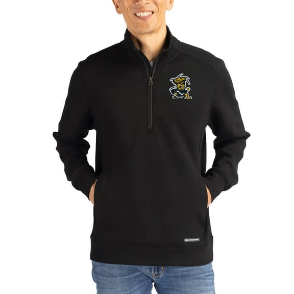 Men's-Cutter & Buck  Black Wichita State Shockers Roam Eco Recycled Quarter-Zip Pullover