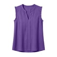 thumbnail image 4 of ClodeEU Women's V Neck Ruffle Trim Sleeveless Blouse,Solid Color Casual Tank Top Purple,Women's Plus XXXL, 4 of 6