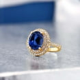 thumbnail image 4 of Gem Stone King Oval Blue Created Sapphire 4.60 Ct 18K Yellow Gold Plated Silver Ring (Size 9), 4 of 4