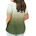 thumbnail image 3 of EHTMSAK Dressy Womens Tops Plus Size Solid Tee Shirts Clearance Crew Neck Ladies Short Sleeve Tops with Lower Sides Summer Womens Plus-Size Tops for Leggings Army Green 4X, 3 of 7