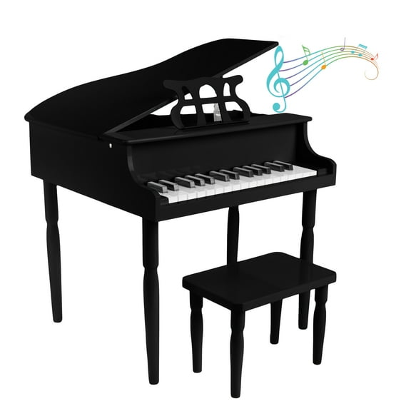 Hey Play Kids Piano - 30 Key Mini Grand Piano with Music Stand and Bench