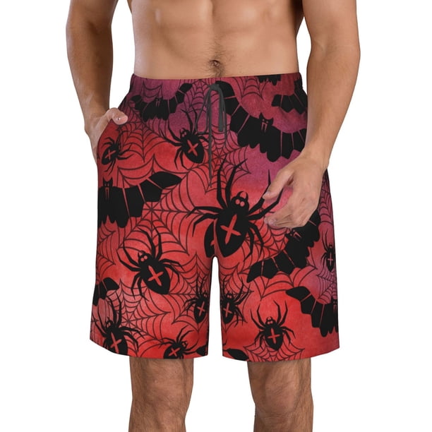 Balery Bats And Spiders Traje de Baño Estilo Hawaiano para Hombre, Shorts de Secado Rápido con Bolsillos-XX-Large
