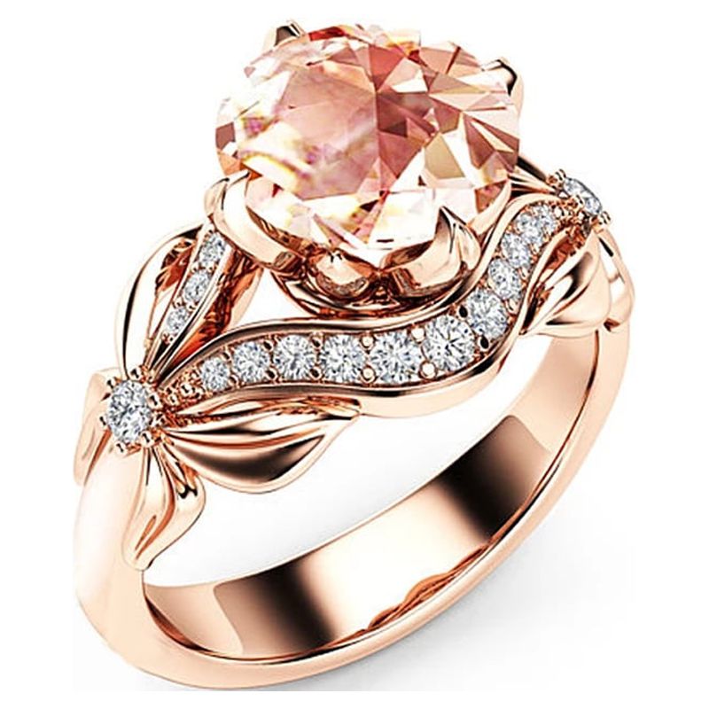 Designice Vintage Diamond 18K Rose Gold Ring Gemstone Ring for Women pure topaz Jewelry Gemstone - image 3 of 3