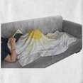 thumbnail image 5 of Here Comes the Sun Soft Flannel Fleece Blanket, Typography in a Hand Drawn Sun on a Grunge Background Swirling, Cozy Plush for Indoor and Outdoor Use, 70" x 90", Pearl Mustard White, by Ambesonne, 5 of 5
