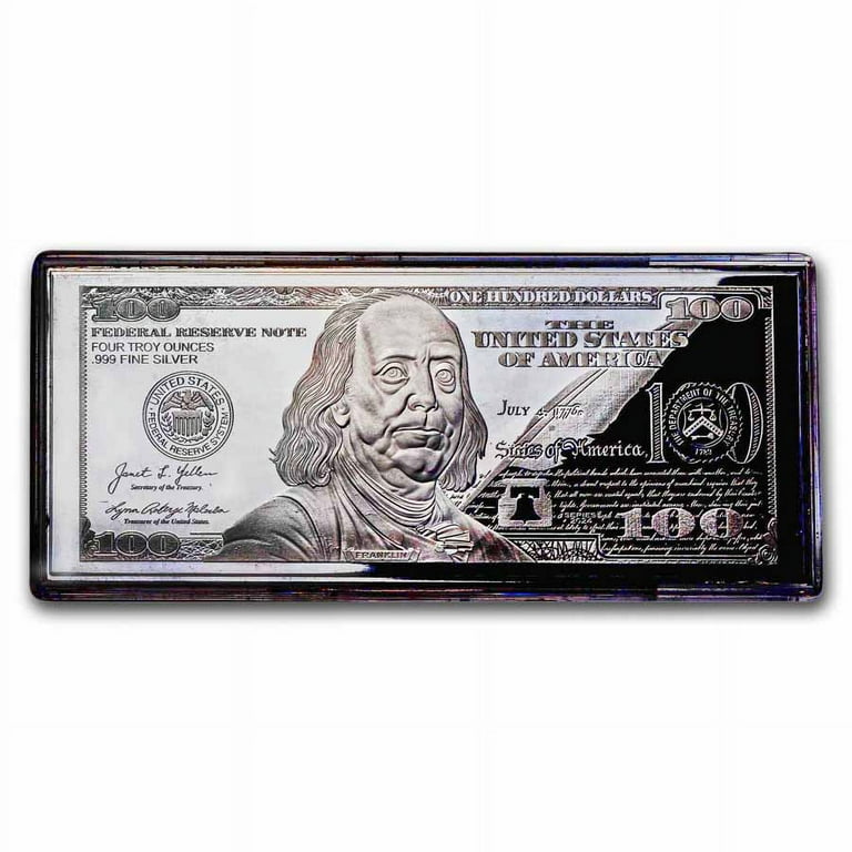 稀少GRAND PRIX 100 ステンレス自動巻 100M防水 純正ブレス 4 oz Fine Silver Bar - 2024 $100 Bill Replica (with Box & COA
