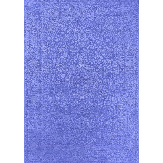 Ahgly Company Indoor Rectangle Oriental Blue Industrial Area Rugs, 7' x 10'