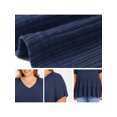 thumbnail image 5 of GRACE & GRANDEUR Women's Plus Size Easter Babydoll Tops Textured Tiered Pleated V Neck Short Sleeve Casual Loose Fit Summer Peplum Blouses 4X Navy Blue, 5 of 6