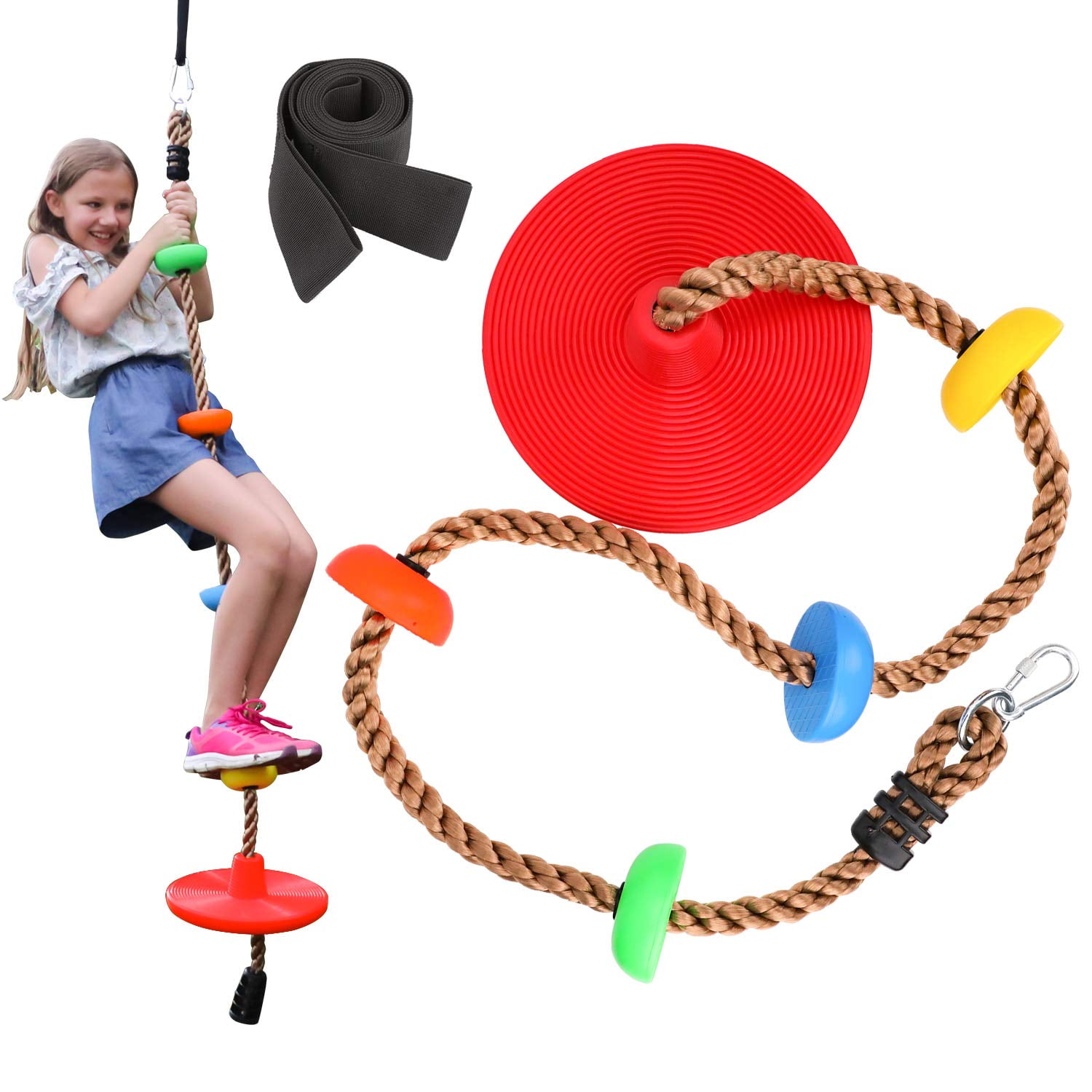 Plastic Garden Swing Seat Height Adjustable Rope Replacement Kids Climbing Frame 