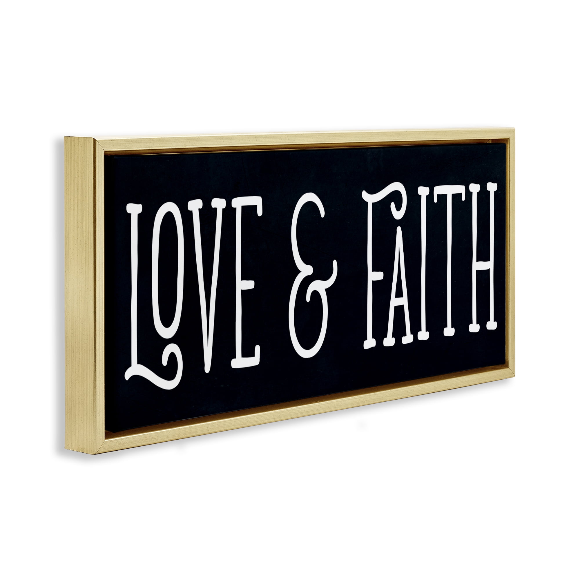 Stupell Industries Love & Faith on Black Gold Framed Floater Canvas Wall Art, design by SD Graphics Studio