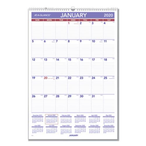 15-1//2 x 22-3//4/" 2020 At-A-Glance PM3-28 Monthly Wall Calendar
