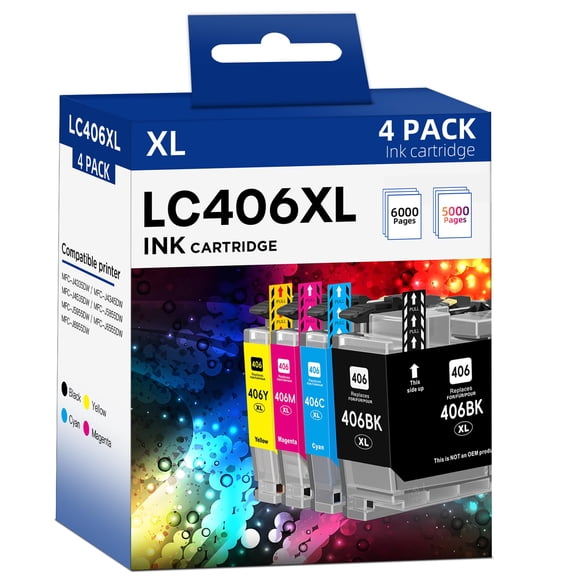 Cartuchos de tinta belietop LC406XL de alto rendimiento para impresora Brother