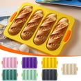thumbnail image 1 of Molde de pan antiadherente de silicona para baguette de 4 ranuras | Bandeja para hornear pan francés | Silicona flexible de grado alimenticio | Apto para horno a alta temperatura | Panificadora, 1 of 4