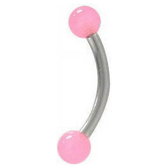 Eyebrow Ring 16G Surgical Steel Shaft (8mm) with UV Glow Beads