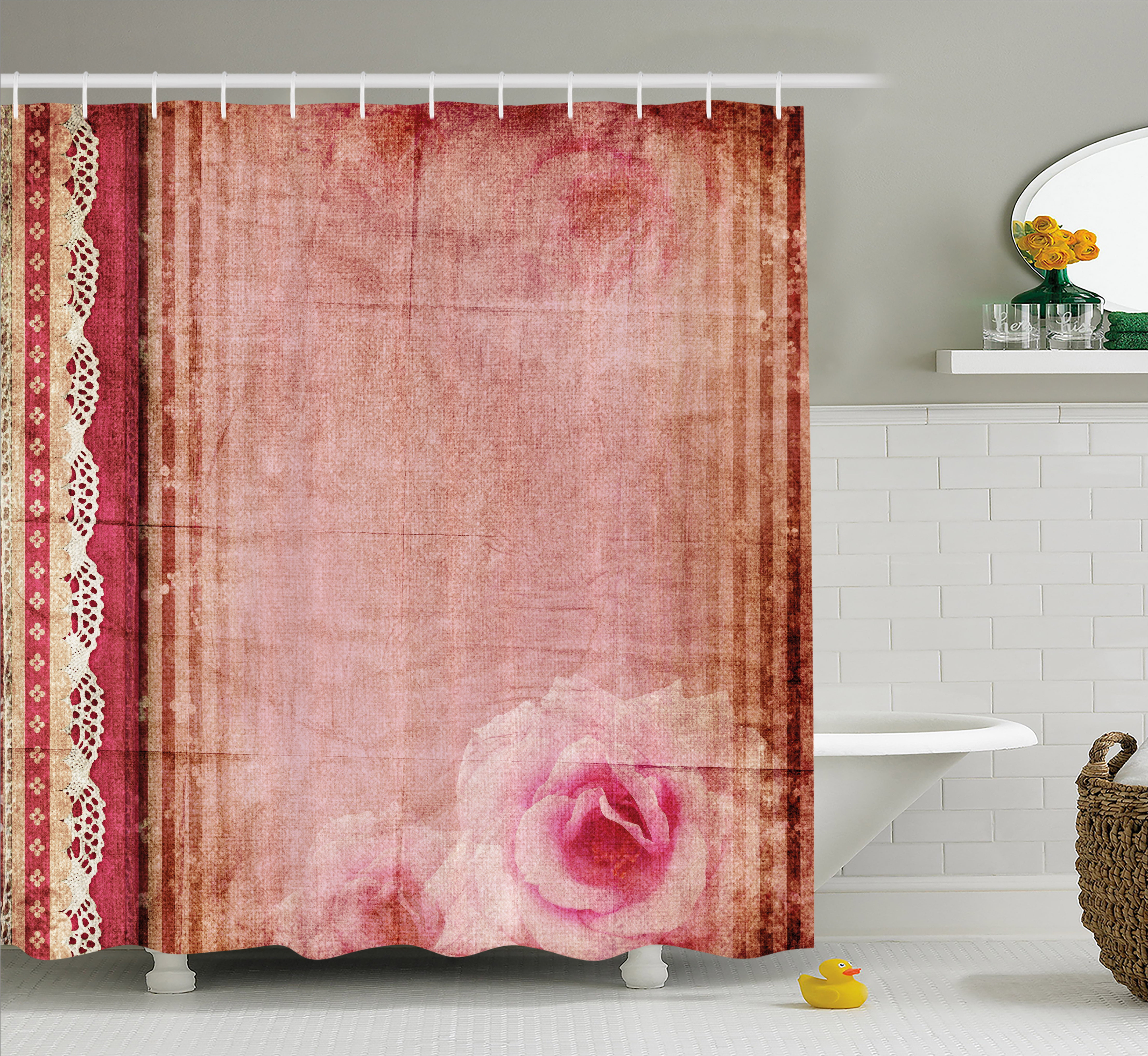 Shabby Chic Shower Curtain, Vintage Style Frame with Lace Inspired ...