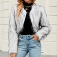 thumbnail image 4 of BiZtdJrK Hoy Oferta Flash Faux Fur Jackets for Women Winter Cropped Shaggy Warm Cardigan Jacket Solid Long Sleeve Open Front Loose Fit Coats White L, 4 of 9