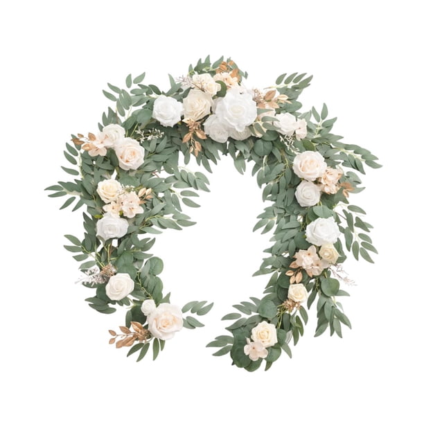 Guirnalda de flores artificiales de eucalipto y hojas de sauce para bodas. Estilo B