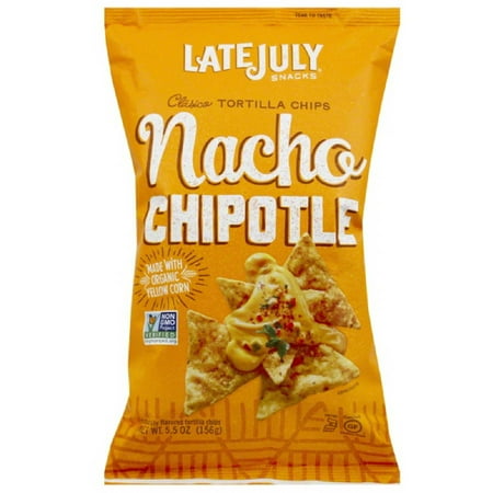Late July Snacks Nacho Chipotle Clasico Tortilla Chips, 5.5 oz, (Pack of 12)