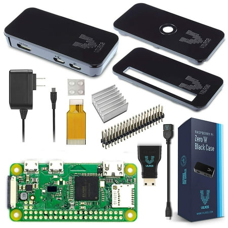 Vilros Raspberry Pi Zero W Basic Starter Kit- Black Case Edition-Includes Pi Zero W -Power Supply & Premium Black