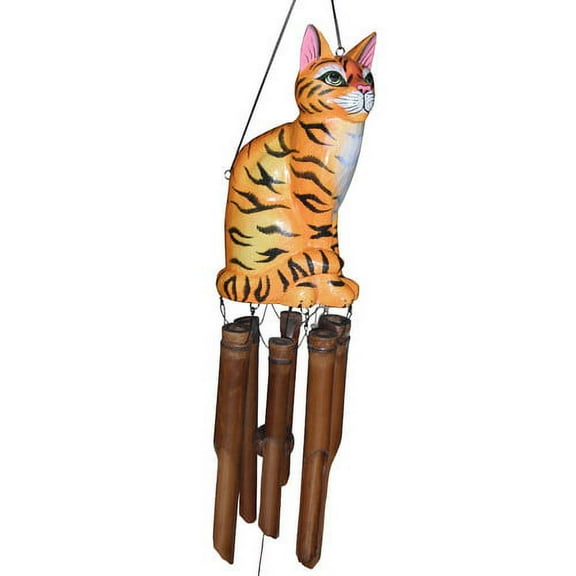 Orange Cat Bamboo Wind Chime