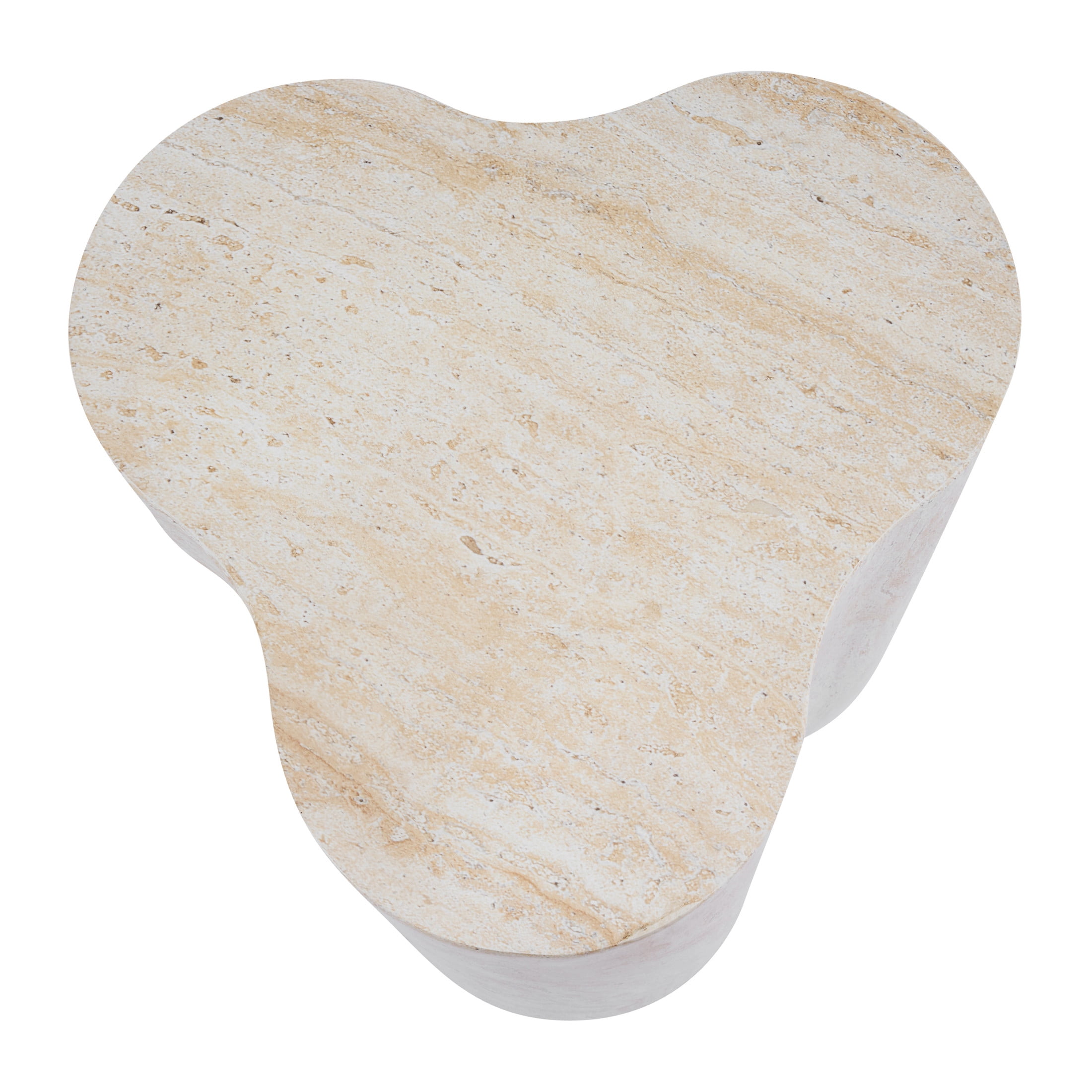 Christopher Knight Home 18"H Outdoor Indoor Accent Side Table, Organic Travertine-Look, Light Beige