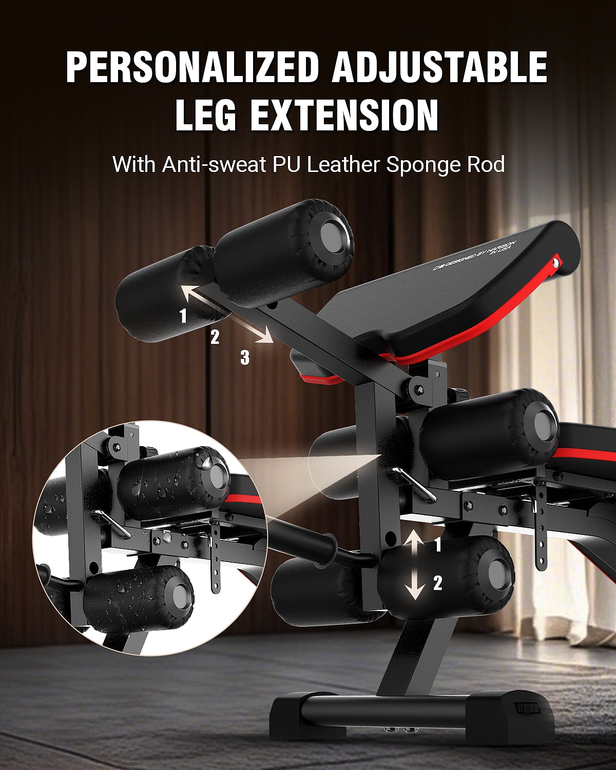 HARISON Adjustable Weight Bench with Leg Extension and Preacher Pad, 1000LBS Workout Bench with 6-Tier A-Frame Dumbbell Rack Stand, Heavy Duty Home Gym Strength Training Set(No Weights or Bar)