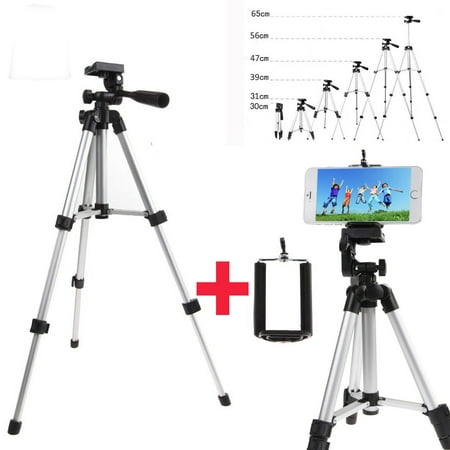 Professional Camera Tripod Stand Mount + Phone Holder for Cell Phone iPhone XS XR X 8 7 6 6S Plus, Samsung S9 S8 S7 S6 Edge(Plus) Note 9 S10/S10E, LG (Best Tripod For Iphone 7 Plus)