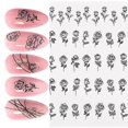 thumbnail image 3 of Calcomanías de flores para uñas, pegatinas autoadhesivas 3D de rosas blancas y negras para uñas, diseño de flores huecas francesas, manicura DIY, decoración de uñas acrílicas, 3 of 5