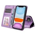 thumbnail image 4 of Cutyskin Case for iPhone 11,Wallet Case,PU Leather Flip,Kickstand,Double Magnetic Clasp,Embossed Mandala Flower Lanyard Protective PU Leather Cover For iPhone 11, Purple, 4 of 12