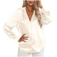 thumbnail image 4 of Posijego Satin Button Down Shirts for Women Business Office Blouses Silk Long Sleeve Dressy Casual Work Tops, 4 of 6