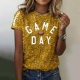 thumbnail image 2 of Women's Game Day Shirts Funny Sequin Football Hearts Graphic Short Sleeve Tops Summer Trendy Crew Neck Casual Workout Tees Z004-Gold L, 2 of 5