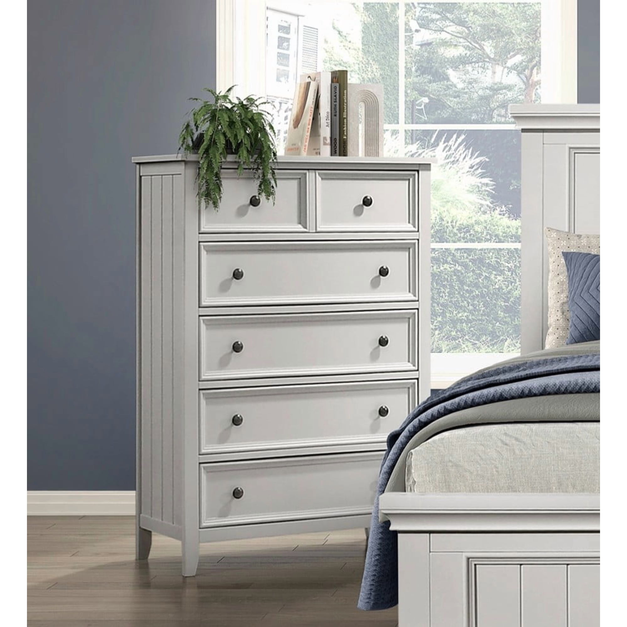 Classic White Finish Chest of 6 Drawers Storage 1pc Modern Bedroom Furniture Farmhouse Style