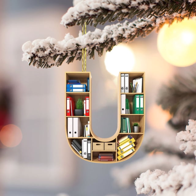 Adorno colgante de árbol de Navidad de 26 letras de acrílico DIY personalizado Decoración navideña