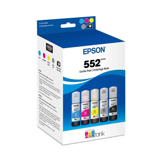 Paquete combinado de botellas de tinta Epson 552 EcoTank T552920-S, 5 colores